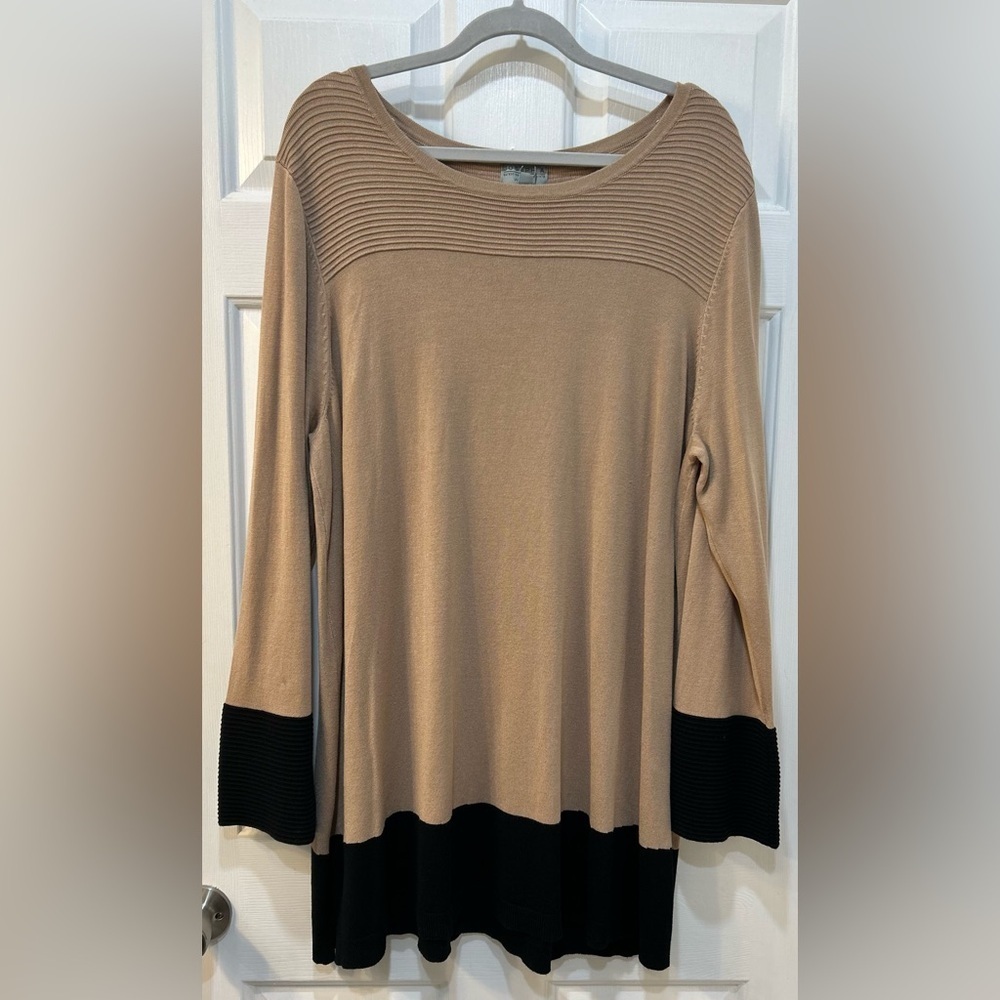 NWT Joseph A. Colorblock Tunic Sweater Size 3X Textured Zipper Accent Preppy‎